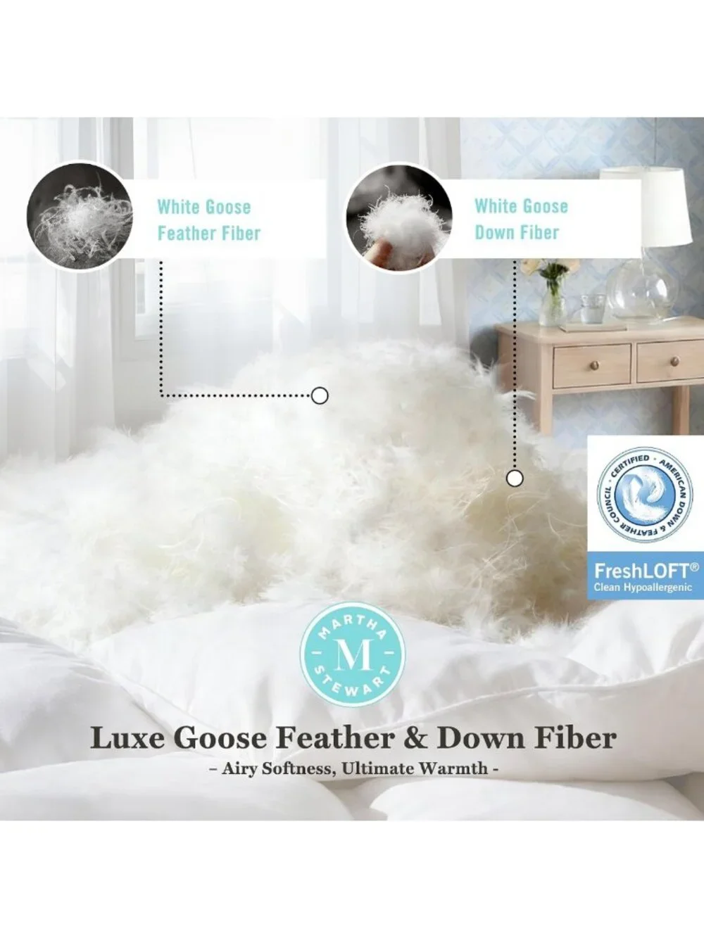 Luxury White Goose Down Comforter - Queen Size, Soft Fiber Fill, Cozy Bedding